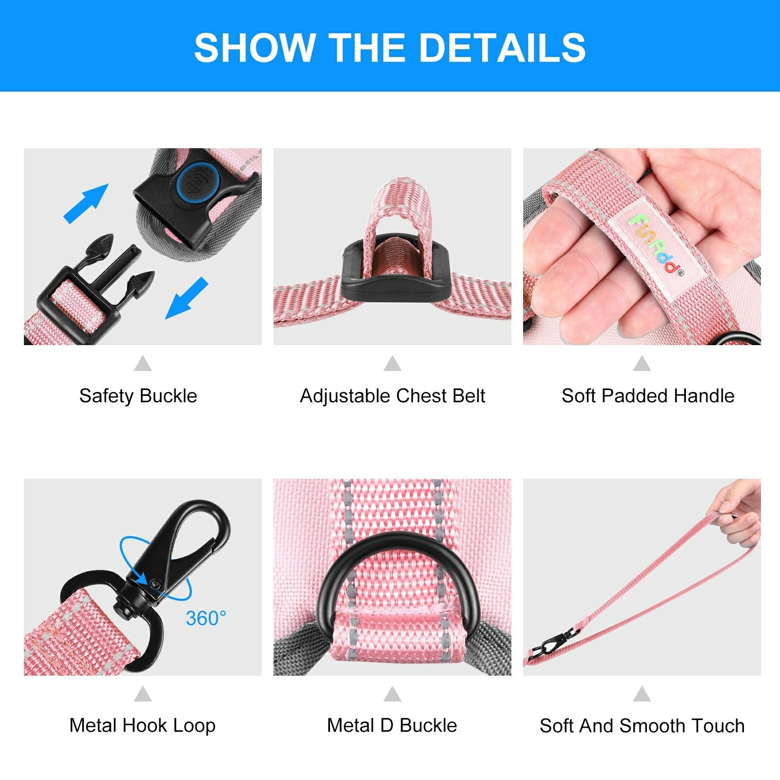 FUNADD FA3002 Outdoor Reflective Pet Dog Harness Puppy Vest with Traction Rope FUNADD FA3002 Outdoor Reflective Pet Dog Harness Puppy Vest with Traction Rope